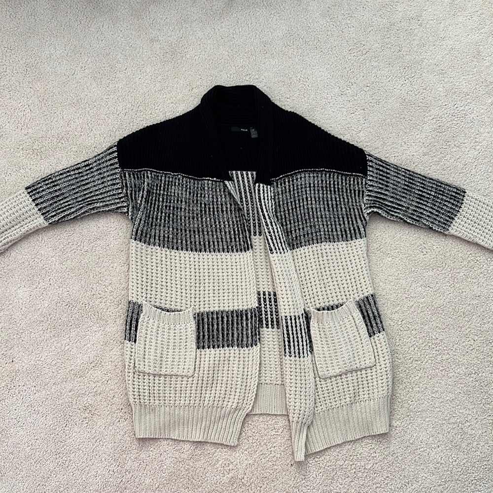 oversized black and beige/ivory cardigan by Aqua size small
